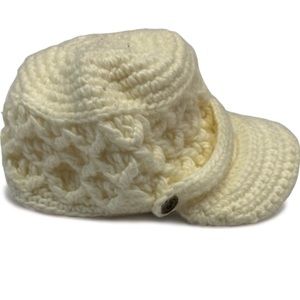 Bohemian Crochet Cream Color Cabbie Hat 100% Acrylic Size O/S EUC Worn 2x
